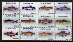 Suriname 2017 MNH Fish 12v Block Fishes Marine Stamps