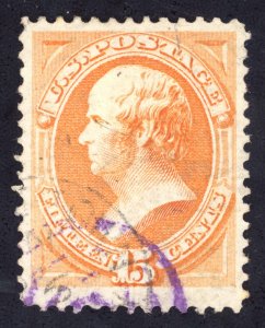 US Scott 163 Used 15c yellow orange Lot F042 bhmstamps