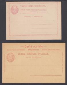 Switzerland H&G 3, 13 mint 1873 5c & 1879 10 Postal Cards, almost VF