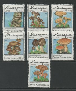 Thematic Stamps Plants - NICARAGUA 1990 FUNGI 7v  mint