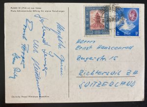 1960s Nepal RPPC Postcard Cover To Switzerland Swiss Mt Everest Expedition