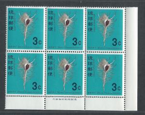 RYUKYU ISLANDS SC# 158 IMPRINT B/6  FVF MNH 1968