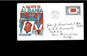 1943 FDC Overrun Nations Albania  Washington DC