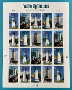 Scott 4146-4150 PACIFIC LIGHTHOUSES Pane of 20 US 41¢ Stamps MNH 2007