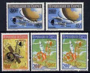 GUINEA - 1969 - Apollo 8 Moon Flight o/p - Perf 5v Set - Mint Never Hinged