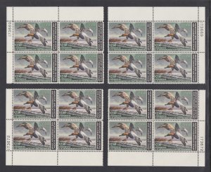 US Sc RW49 MNH. 1982 $7.50 Canvasbacks Duck, matched set of plate blocks, VF VF