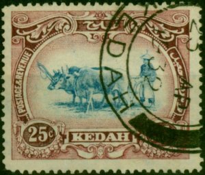 Kedah 1921 25c Blue & Purple SG33 Type I Fine Used