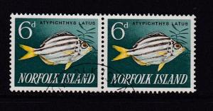 1962 Norfolk Island Fish 6d Used pair SG43