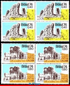 1349-50 BRAZIL 1974 TOURISM, SANDSTONE, CATHEDRAL MI# 1437-38 C-846-47 BLOCK MNH