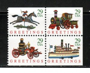 2715 - 2718 * GREETINGS ~ CHRISTMAS  *  U.S. Postage Stamps BKLT BLOCK Of 4 MNH