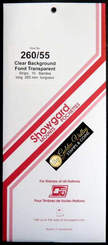 Showgard Stamp Mount 260/55 mm - CLEAR (Pack of 10) (260x55 260mm)  STRIP