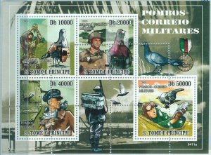 M1584 - S TOME & PRINCIPE, ERROR, 2009, MISSPERF SHEET: Messenger Doves, Birds