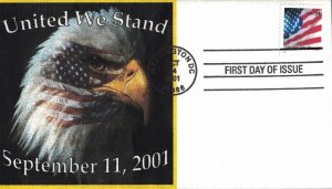 2001 FDC, #3448, Flag, 9/11 Eagle cachet