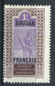 FRENCH COLONIES: SOUDAN 1921 Pictorial Optd. issue Mint hinged 1c. value