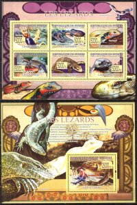 Guinea 2009 Reptiles Lizards sheet + S/S MNH