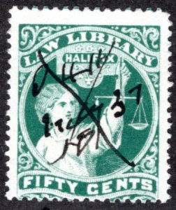 NSH3, 50c, Nova Scotia, Halifax Law Library 1890, Revenue, Canada