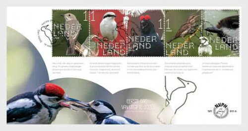 ​Stamps 2020 Netherlands. - Forest Heathland Birds - First Day Co