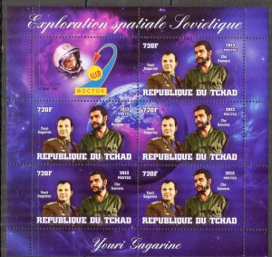 Chad 2013 Space Y. Gagarin (3) sheet of 5 MNH