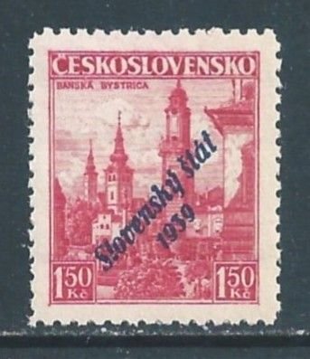 Slovakia #14 NH 1.50k Czech Issue Ovptd.