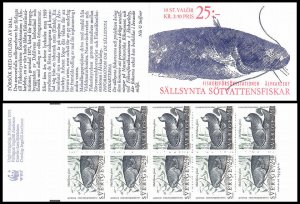 H412 Sweden 1991 catfish Fish stamps WWF Scott #1867-1868 MNH stamp booklet