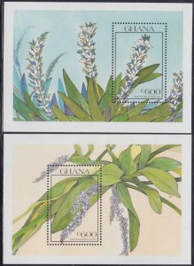 GHANA Sc # 1237-8 CPL MNH SET of 2 ORCHIDS SOUVENIR SHEETS