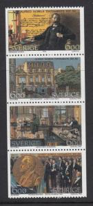 Sweden 1995 MNH Scott #2158a Booklet pane of 4 6k Centenary Nobel Prize Fund