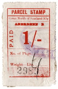 (I.B) Great North of Scotland Railway : Parcel Stamp 1/- (Aberdeen)