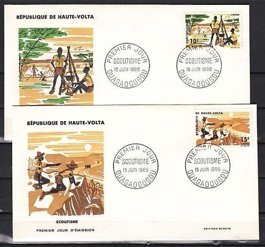 Burkina Faso, Scott cat. 168-169. Honoring Scouts issue on 2 First day cover. ^