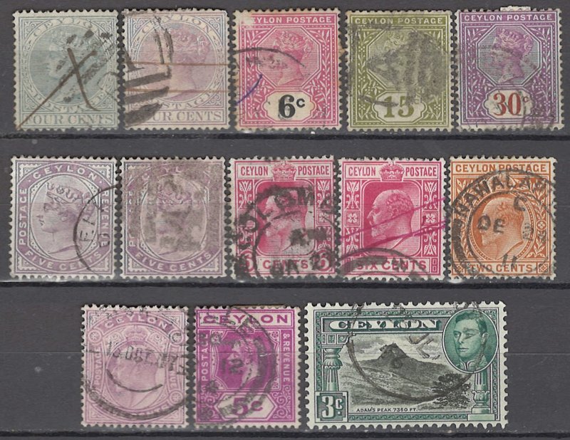 COLLECTION LOT OF # 999 CEYLON 36 STAMPS 1872+ CLEARANCE 2 SCAN