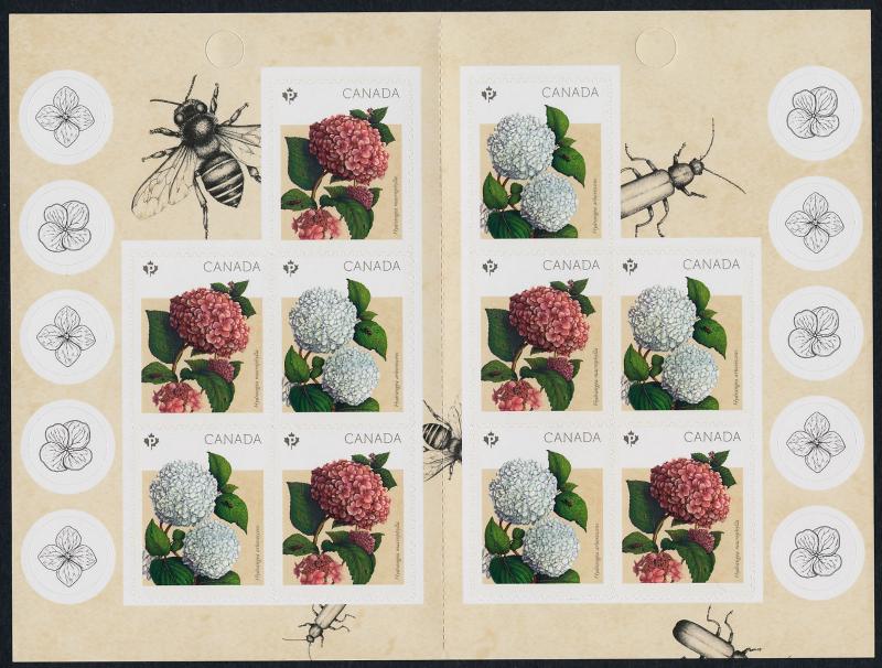 Canada 2900a Booklet MNH Flowers, Hydrangeas