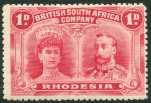 RHODESIA-1910-13 1d Bright Carmine Double Head Sg 123 MOUNTED MINT V32501