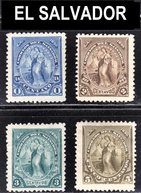 El Salvador Scott 134-37  unwtmk  Fine mint & unused no gum. 1st issues.