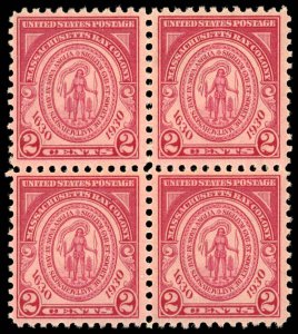 US Sc 682 VF/MNH BLOCK of 4 - 1930 2¢ - Massachusetts Bay Colony - Well Centered