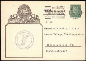 Germany Munich Private Ganzsachen Club Postal Card Used Cover G68483