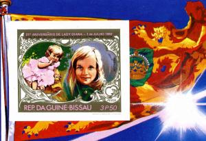 Gold Foil Mi Block 236B R Guinée-Bissau 1982 21-ème Anniversaire Lady Diana 