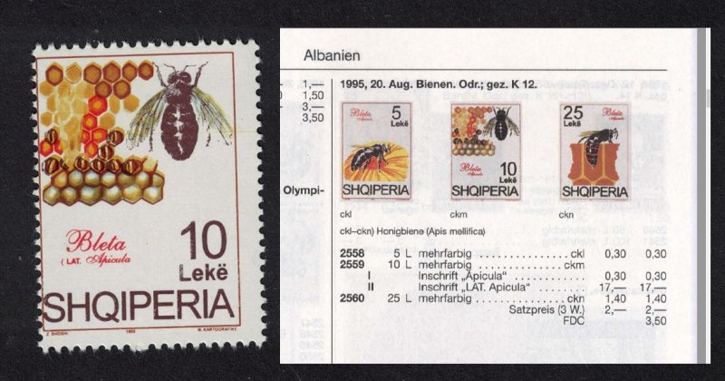 Albania Bees Apiculture 10 Leke ERROR 1996 MNH SG#2600var MI#2559II CVEur17.-