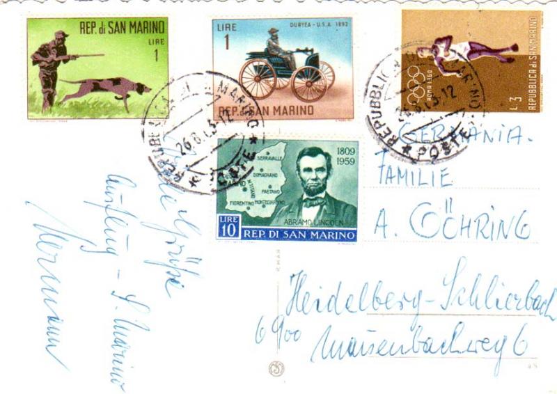 San Marino 10L Lincoln Birth, 3L Rome Olympic Games, 1L Pre-1910 Automobile, ...