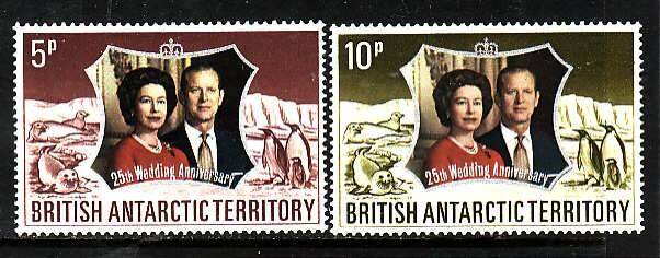 British Antarctic Territory-Sc#43-4- id2-unused LH Omnibus-set-QEII-Silver Weddi