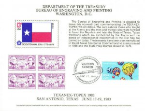 BEP B60 Souvenir Card TEXANEX-TOPEX '83 Texas #2034 Ballooning VC Cancel