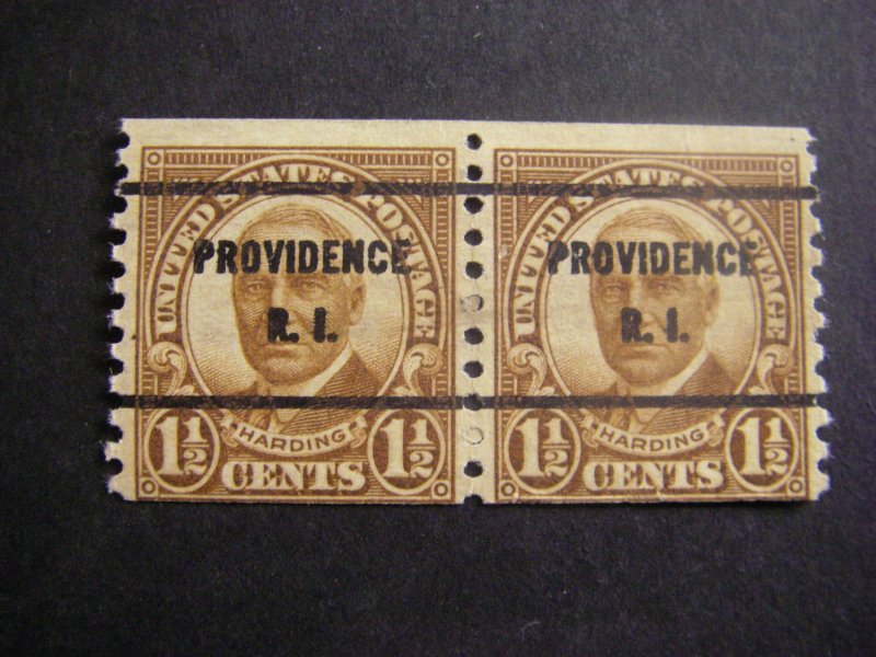 Precancel - Scott 686 - 1.5 cent Harding - Pair - RI - Providence - No Gum