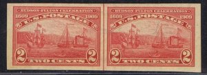 US 373 MNH GEM PR HUDSON FULTON 2c, 1909 NO PERFS AS ISSUED