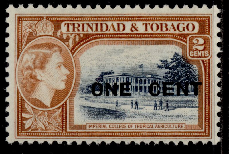 TRINIDAD & TOBAGO QEII SG280, 1c on 2c indigo & orange-brown, VLH MINT.