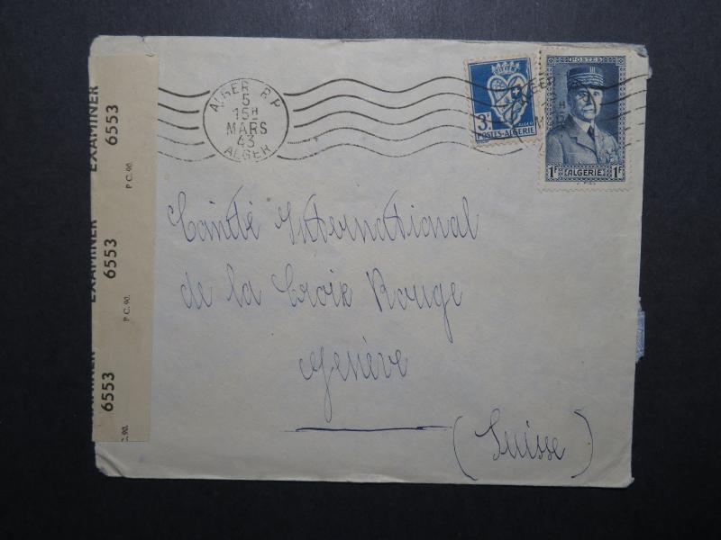 Algeria 1943 Censor Cover to Geneva Red Cross - Z12049