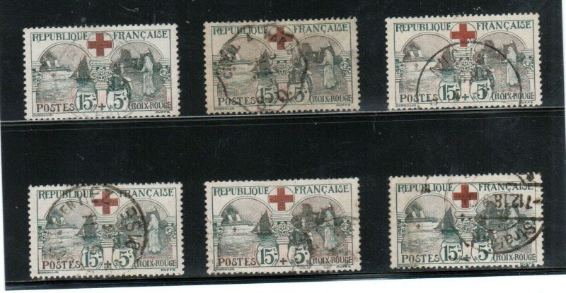 France #B11 Very Fine Used Group Of Six With Different Postmarks