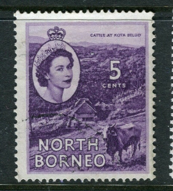 NORTH BORNEO; 1955 early QEII issue fine Mint hinged value, 5c