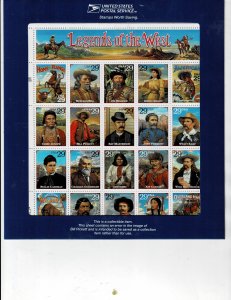 Legends of the West Error 29c US Postage Sheet #2870 VF MNH