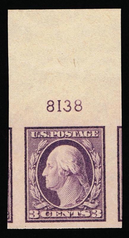 GENUINE SCOTT #483 XF MINT OG NH 1917 VIOLET IMPERF UNWMK PLATE #8138 PNS #7251