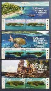 MALAYSIA 2021 Hidden Treasures of Malaysia Set of 3V pairs with Title Block MNH