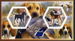 Chad 2014 Dogs #1 imperf sheetlet containing two hexagona...