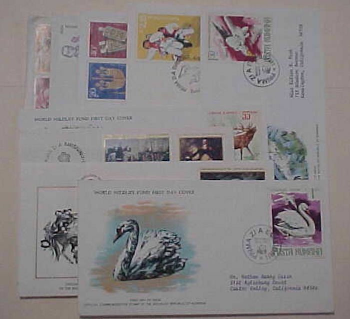 ROMANIA  9 DIFF. FDC 1976-1989 CACHET  ADDRESSED